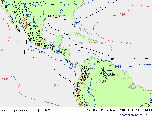 Luchtdruk (Grond) ECMWF zo 09.06.2024 18 UTC