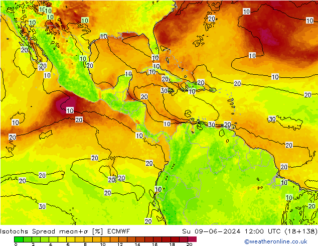 Isotachs Spread ECMWF dim 09.06.2024 12 UTC