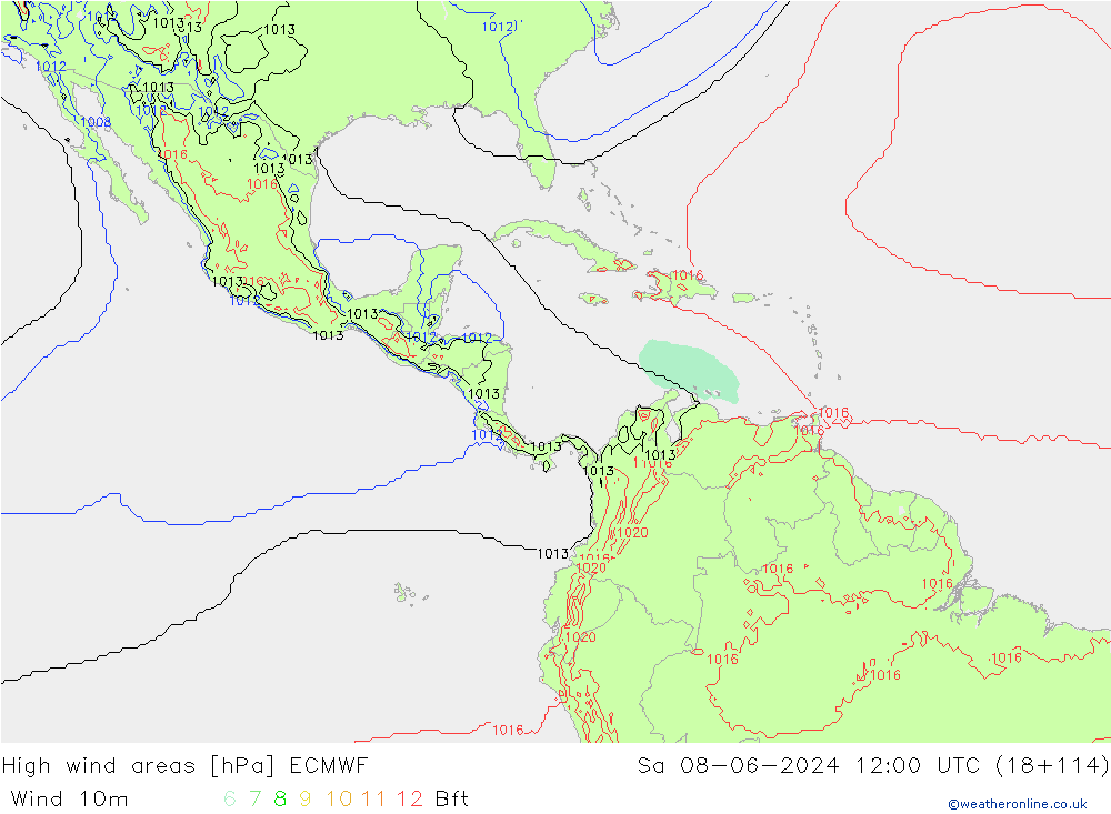 Windvelden ECMWF za 08.06.2024 12 UTC