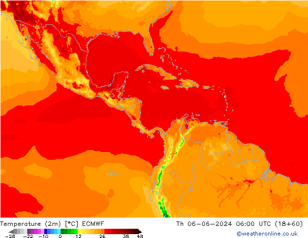 Temperatura (2m) ECMWF Qui 06.06.2024 06 UTC
