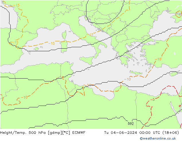 Height/Temp. 500 hPa ECMWF Tu 04.06.2024 00 UTC