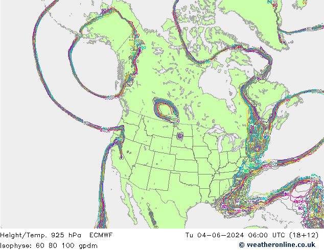 Height/Temp. 925 hPa ECMWF Tu 04.06.2024 06 UTC