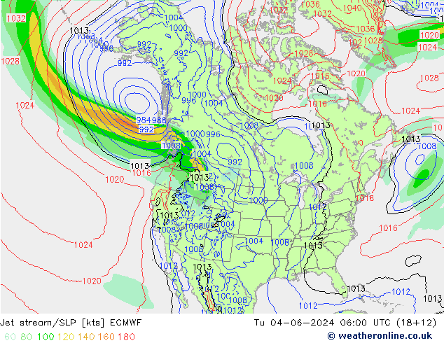 Jet stream/SLP ECMWF Tu 04.06.2024 06 UTC