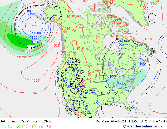 Polarjet/Bodendruck ECMWF So 09.06.2024 18 UTC