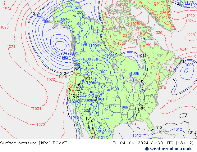 pressão do solo ECMWF Ter 04.06.2024 06 UTC