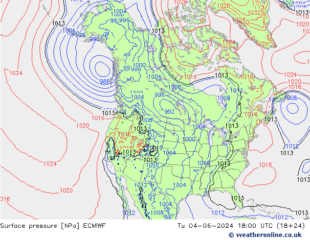 Surface pressure ECMWF Tu 04.06.2024 18 UTC