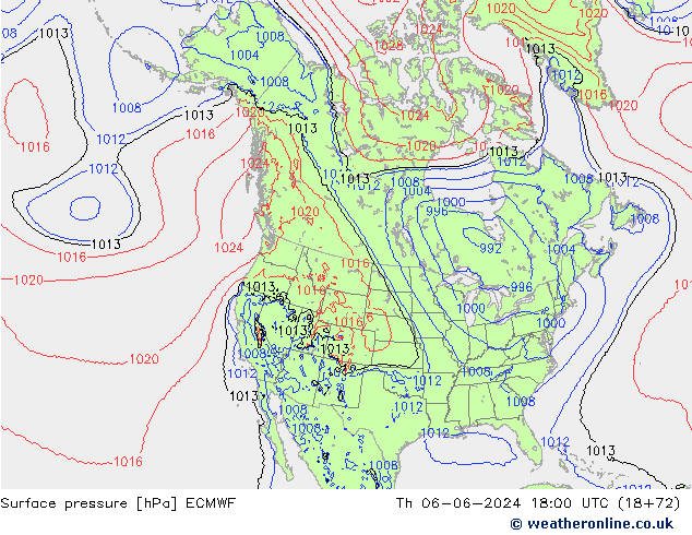 Surface pressure ECMWF Th 06.06.2024 18 UTC