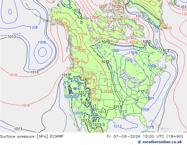 pressão do solo ECMWF Sex 07.06.2024 12 UTC