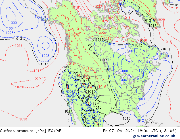 pression de l'air ECMWF ven 07.06.2024 18 UTC