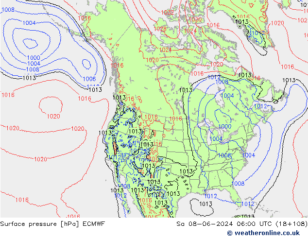 Atmosférický tlak ECMWF So 08.06.2024 06 UTC