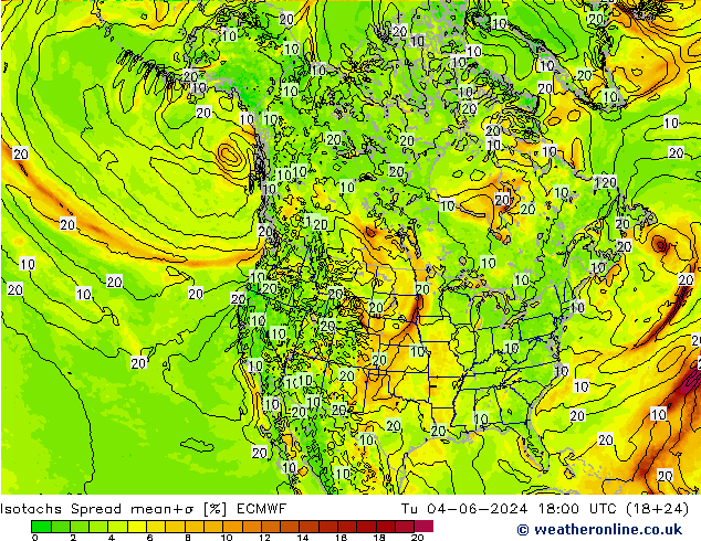 Isotachs Spread ECMWF Tu 04.06.2024 18 UTC