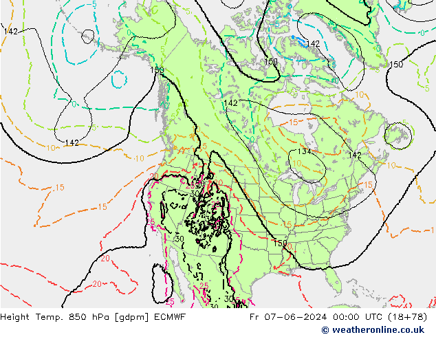 Height/Temp. 850 hPa ECMWF Pá 07.06.2024 00 UTC