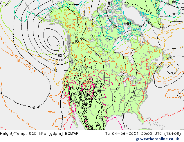 Yükseklik/Sıc. 925 hPa ECMWF Sa 04.06.2024 00 UTC