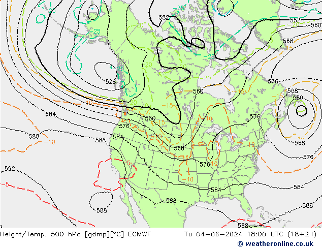 Hoogte/Temp. 500 hPa ECMWF di 04.06.2024 18 UTC