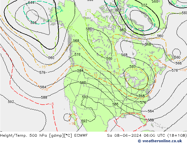 Yükseklik/Sıc. 500 hPa ECMWF Cts 08.06.2024 06 UTC