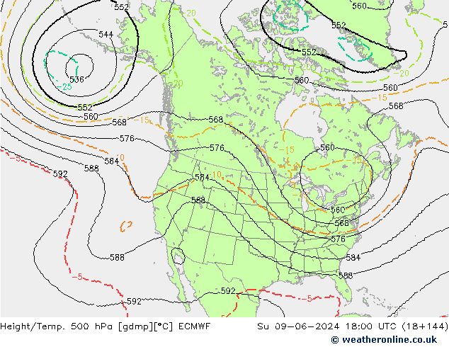 Geop./Temp. 500 hPa ECMWF dom 09.06.2024 18 UTC