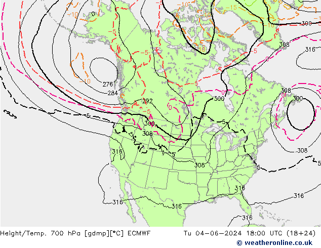 Yükseklik/Sıc. 700 hPa ECMWF Sa 04.06.2024 18 UTC