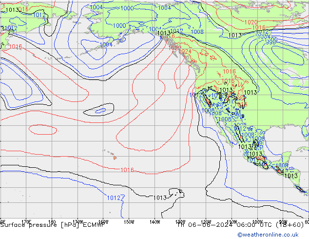 Pressione al suolo ECMWF gio 06.06.2024 06 UTC