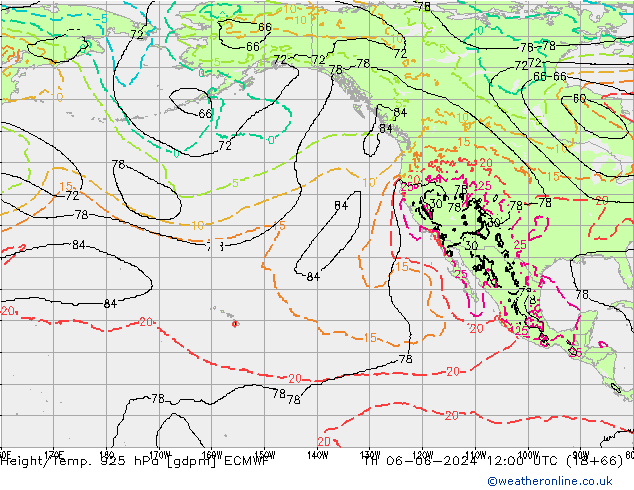 Height/Temp. 925 гПа ECMWF чт 06.06.2024 12 UTC