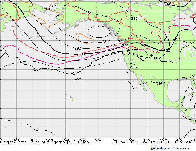 Géop./Temp. 700 hPa ECMWF mar 04.06.2024 18 UTC