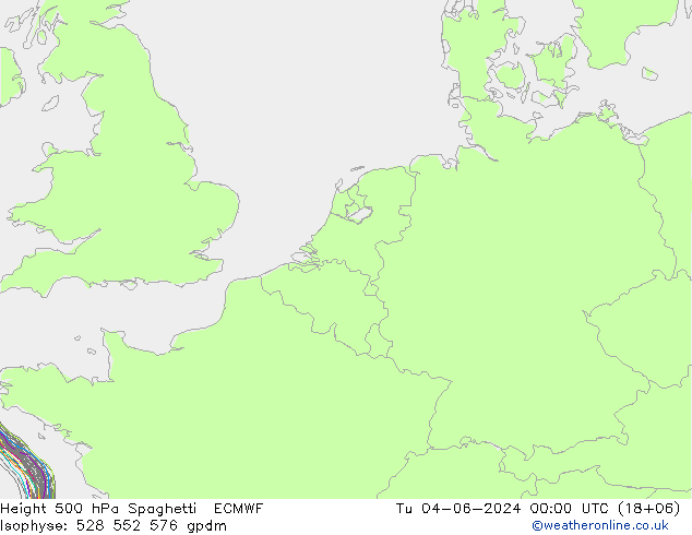 Height 500 hPa Spaghetti ECMWF Tu 04.06.2024 00 UTC