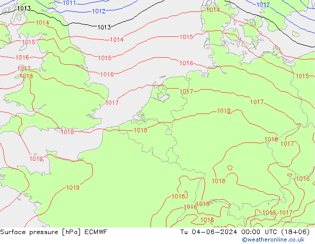 Luchtdruk (Grond) ECMWF di 04.06.2024 00 UTC