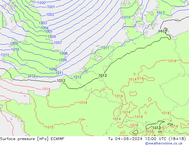 Yer basıncı ECMWF Sa 04.06.2024 12 UTC