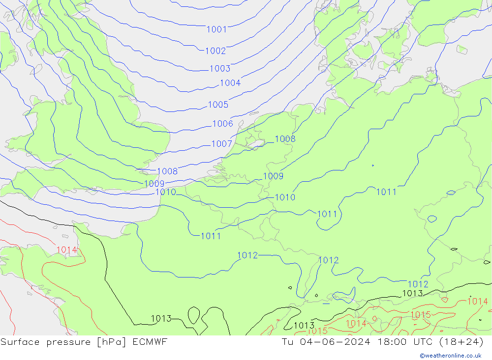 Luchtdruk (Grond) ECMWF di 04.06.2024 18 UTC