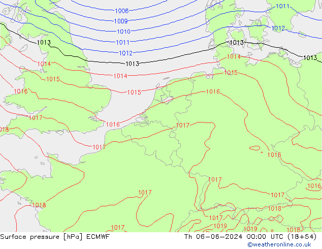 приземное давление ECMWF чт 06.06.2024 00 UTC