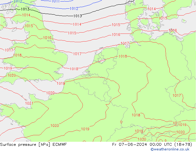 Luchtdruk (Grond) ECMWF vr 07.06.2024 00 UTC