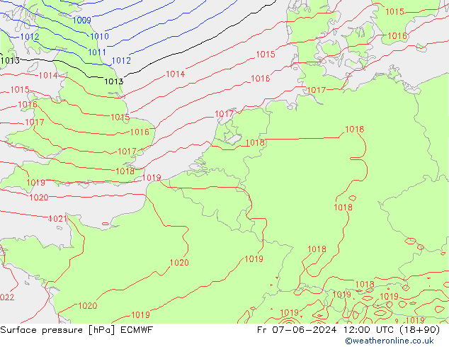 Pressione al suolo ECMWF ven 07.06.2024 12 UTC