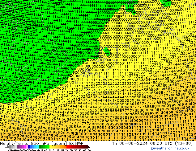 Height/Temp. 850 hPa ECMWF Th 06.06.2024 06 UTC