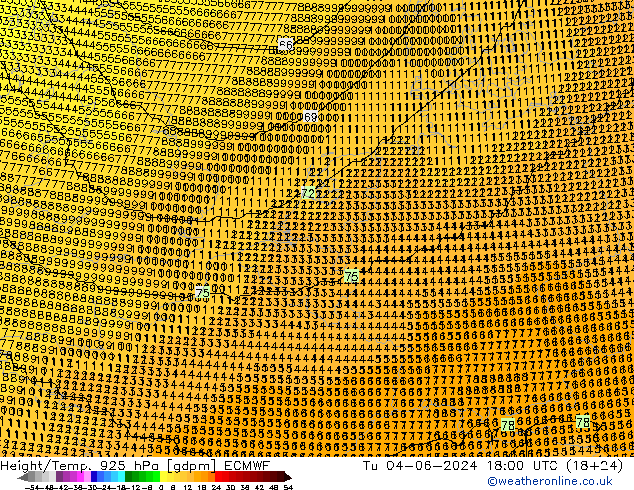 Height/Temp. 925 hPa ECMWF  04.06.2024 18 UTC