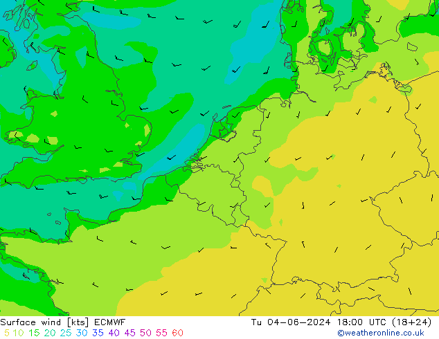 Vento 10 m ECMWF mar 04.06.2024 18 UTC