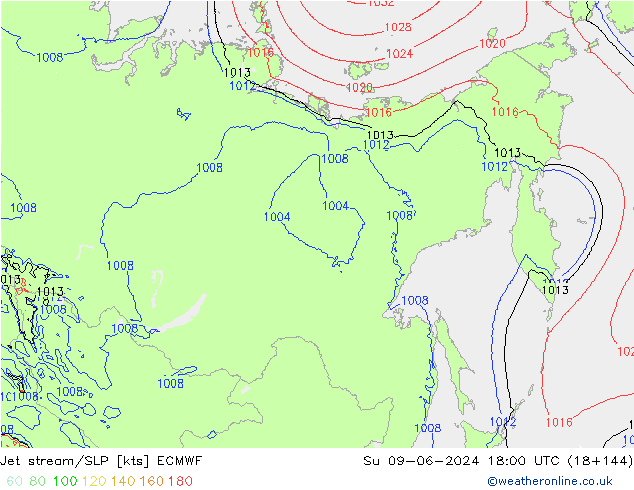 Jet stream/SLP ECMWF Su 09.06.2024 18 UTC