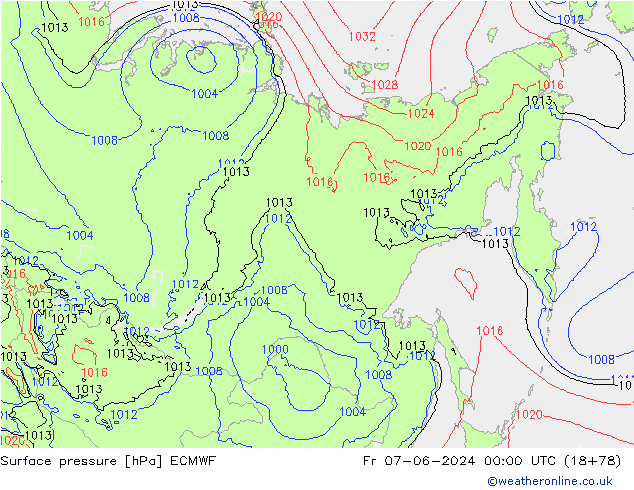 Bodendruck ECMWF Fr 07.06.2024 00 UTC