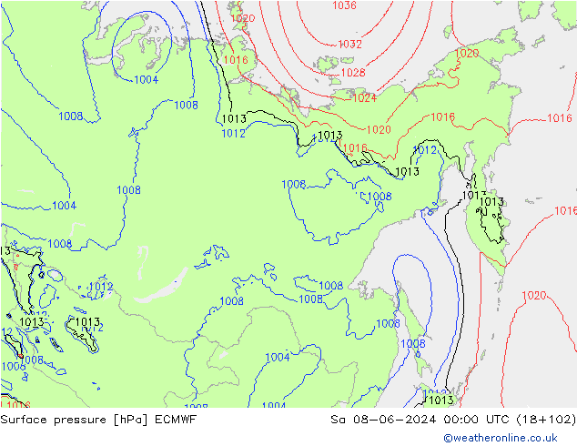 Luchtdruk (Grond) ECMWF za 08.06.2024 00 UTC