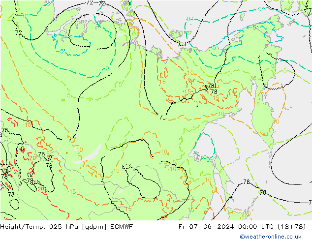 Géop./Temp. 925 hPa ECMWF ven 07.06.2024 00 UTC