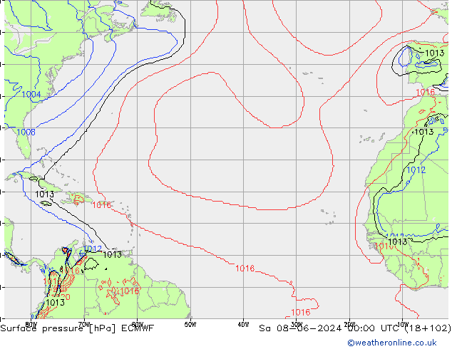 pressão do solo ECMWF Sáb 08.06.2024 00 UTC