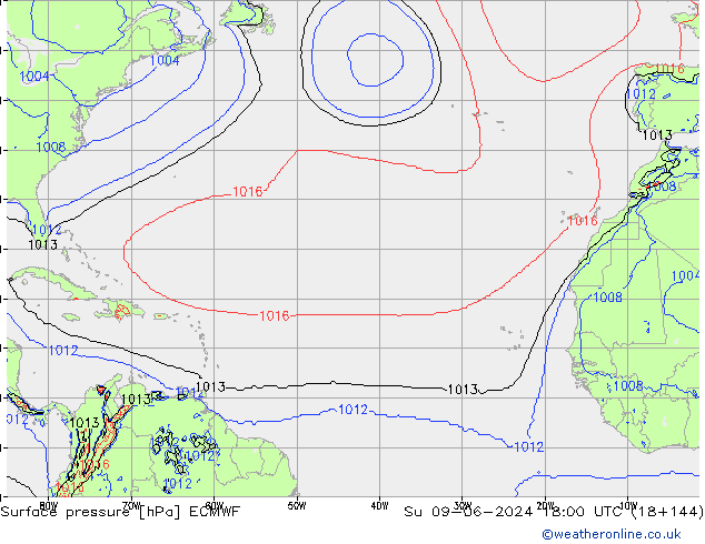 Pressione al suolo ECMWF dom 09.06.2024 18 UTC