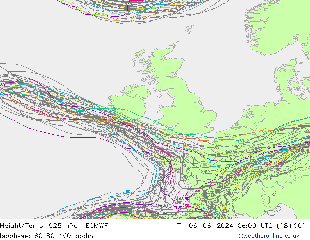 Hoogte/Temp. 925 hPa ECMWF do 06.06.2024 06 UTC