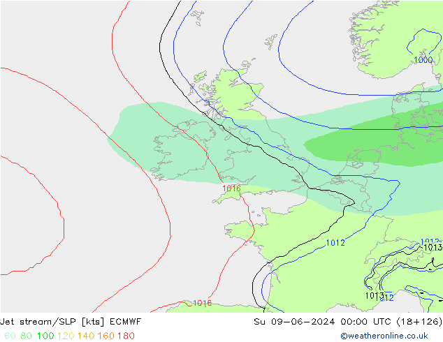 Jet stream/SLP ECMWF Ne 09.06.2024 00 UTC