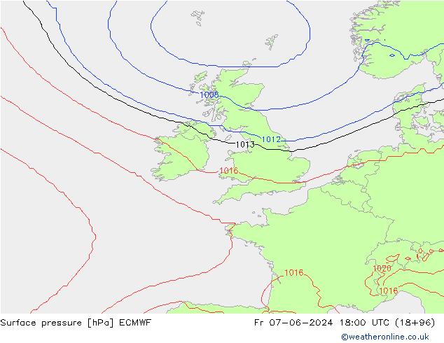 Surface pressure ECMWF Fr 07.06.2024 18 UTC