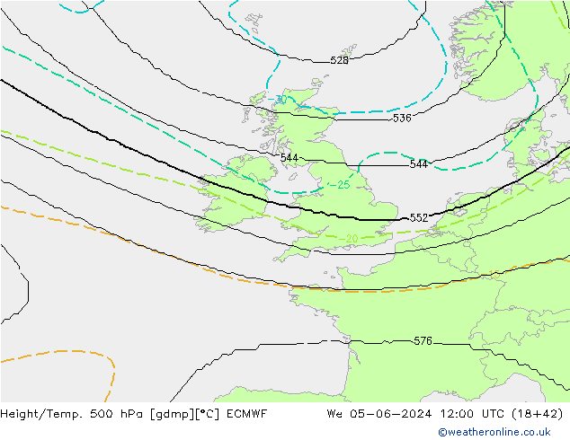 Height/Temp. 500 hPa ECMWF  05.06.2024 12 UTC