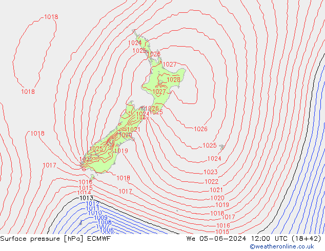 Surface pressure ECMWF We 05.06.2024 12 UTC