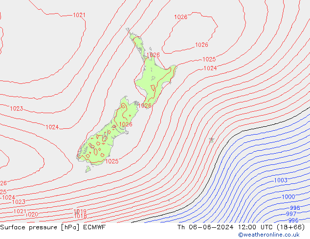 Atmosférický tlak ECMWF Čt 06.06.2024 12 UTC