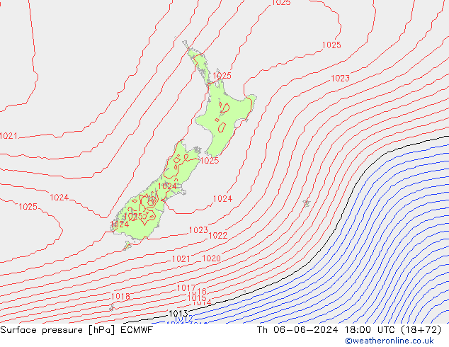 Surface pressure ECMWF Th 06.06.2024 18 UTC