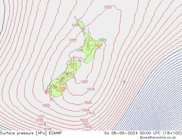 Bodendruck ECMWF Sa 08.06.2024 00 UTC