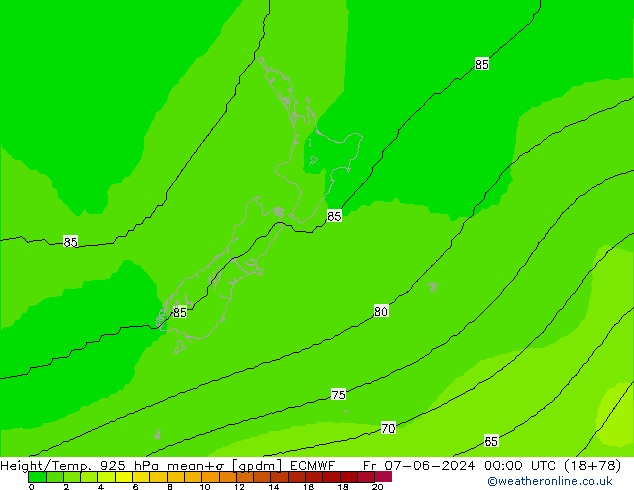 Height/Temp. 925 hPa ECMWF Fr 07.06.2024 00 UTC