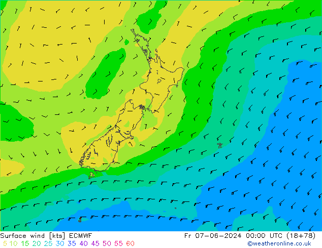 Wind 10 m ECMWF vr 07.06.2024 00 UTC